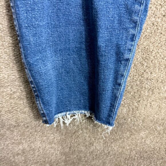 Abercrombie & Fitch Mom Jeans Womens Plus 37 Short Blue High Rise Raw Hem‎ NEW - Picture 8 of 14